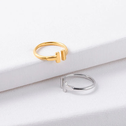 1 Piece Simple Style Letter Copper Plating Inlay Zircon Open Ring