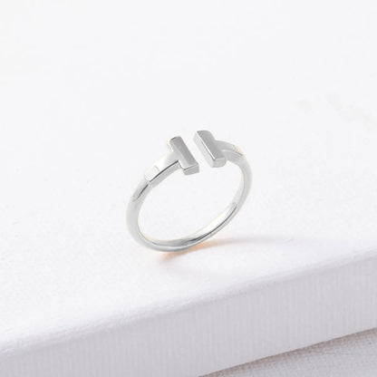 1 Piece Simple Style Letter Copper Plating Inlay Zircon Open Ring