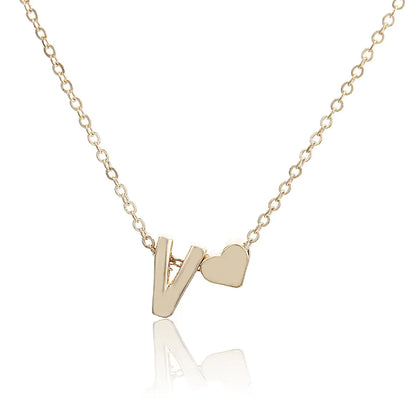 1 Piece Simple Style Letter Heart Shape Alloy Plating Women'S Pendant Necklace