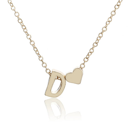 1 Piece Simple Style Letter Heart Shape Alloy Plating Women'S Pendant Necklace