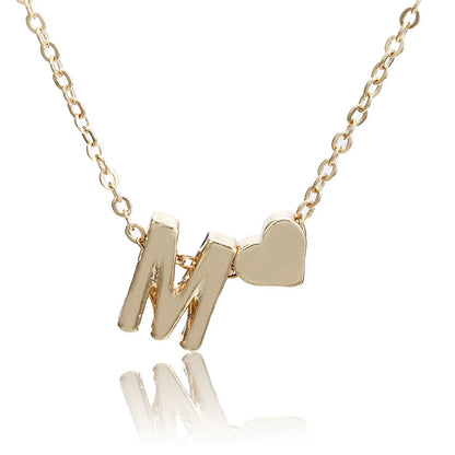 1 Piece Simple Style Letter Heart Shape Alloy Plating Women'S Pendant Necklace