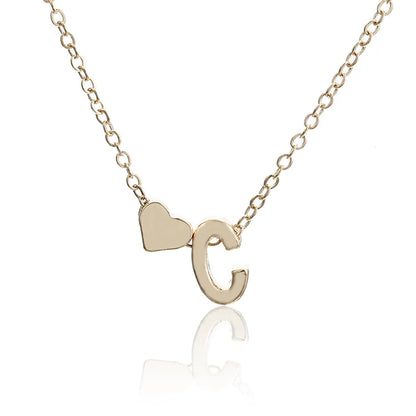 1 Piece Simple Style Letter Heart Shape Alloy Plating Women'S Pendant Necklace