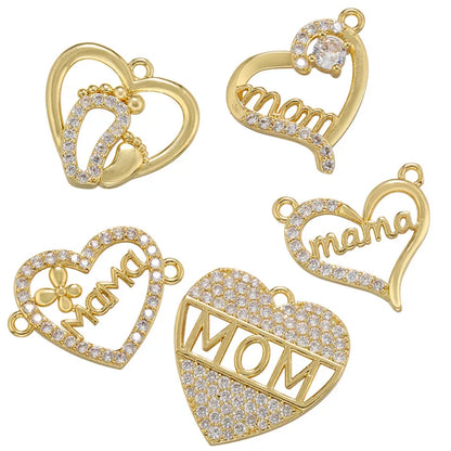 1 Piece Simple Style Letter Heart Shape Brass Plating Inlay Pendant Jewelry Accessories