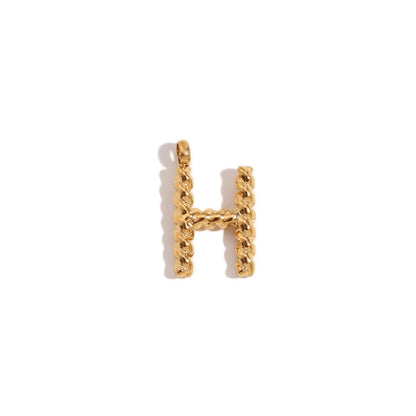 1 Piece 304 Stainless Steel 18K Gold Plated Letter Polished Pendant