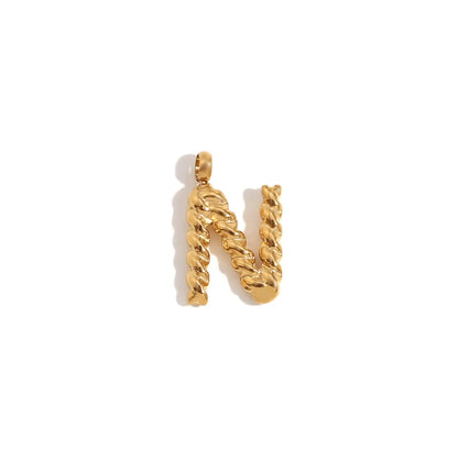 1 Piece 304 Stainless Steel 18K Gold Plated Letter Polished Pendant