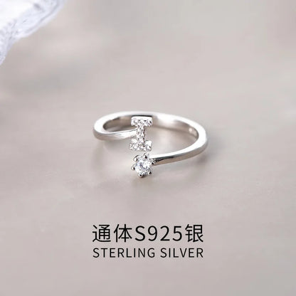 1 Piece Simple Style Letter Sterling Silver Inlay Rhinestones Rings