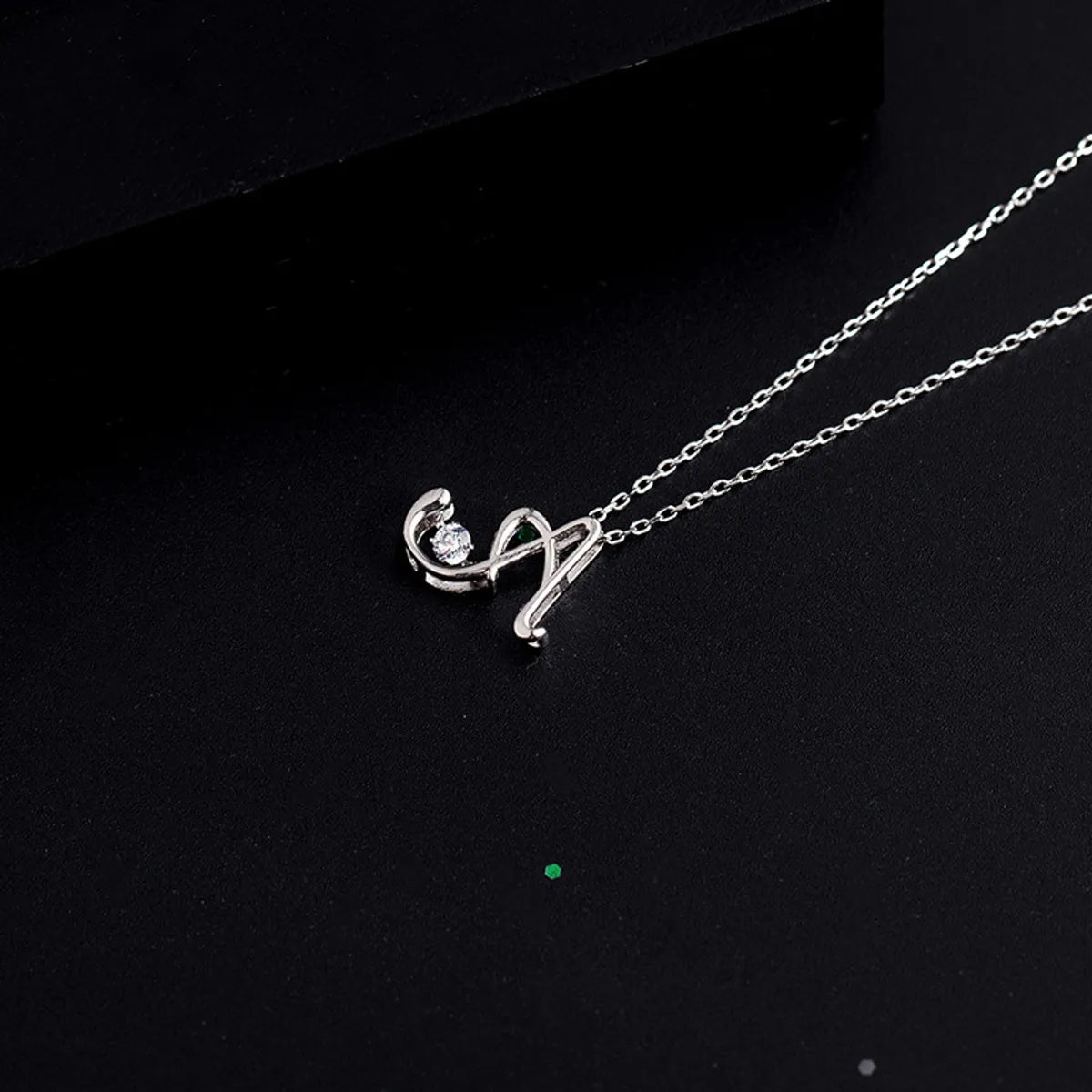 1 Piece Simple Style Letter Sterling Silver Inlay Zircon Pendant Necklace