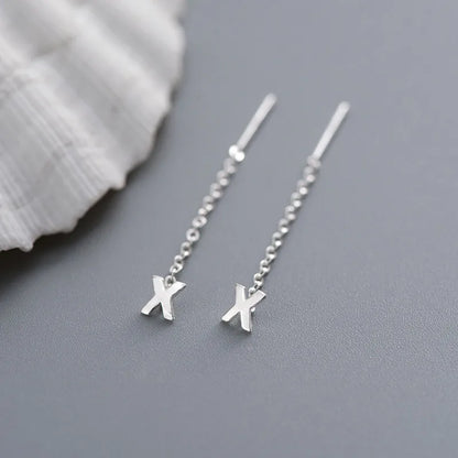 1 Piece Simple Style Letter Sterling Silver Tassel Plating Drop Earrings