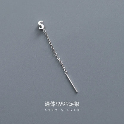 1 Piece Simple Style Letter Sterling Silver Tassel Plating Drop Earrings