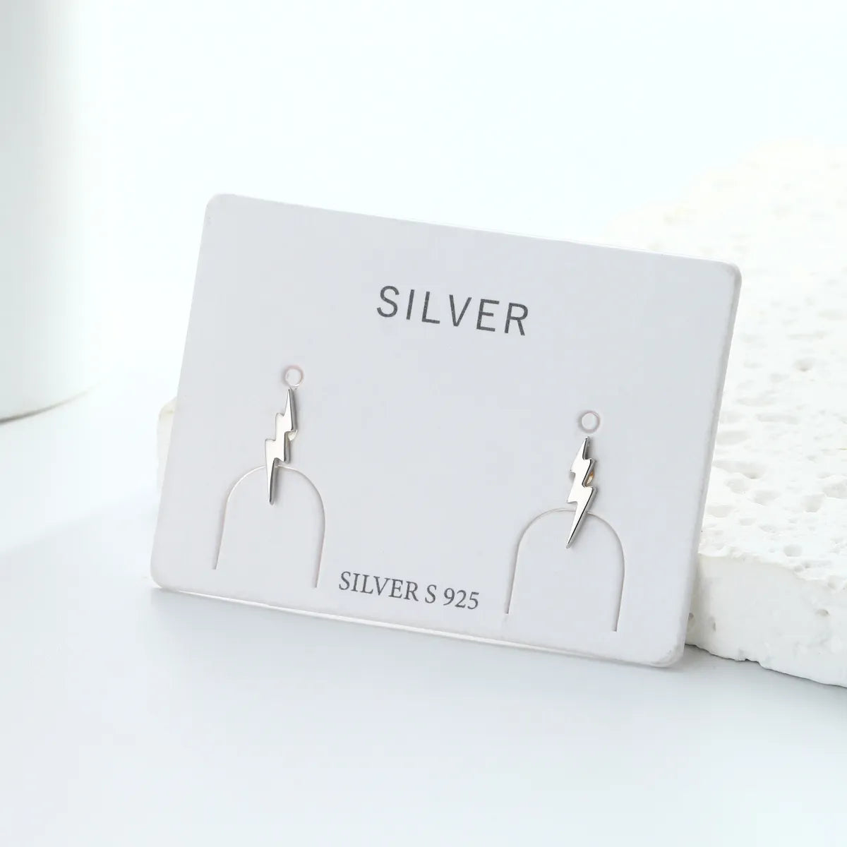 1 Piece Simple Style Lightning Plating Sterling Silver Ear Studs