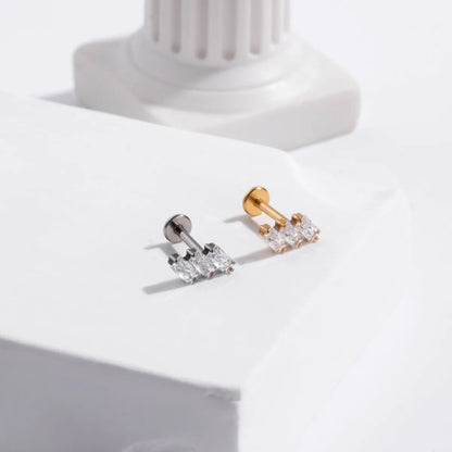 1 Piece Simple Style Moon Metal Inlay Rhinestones Ear Studs