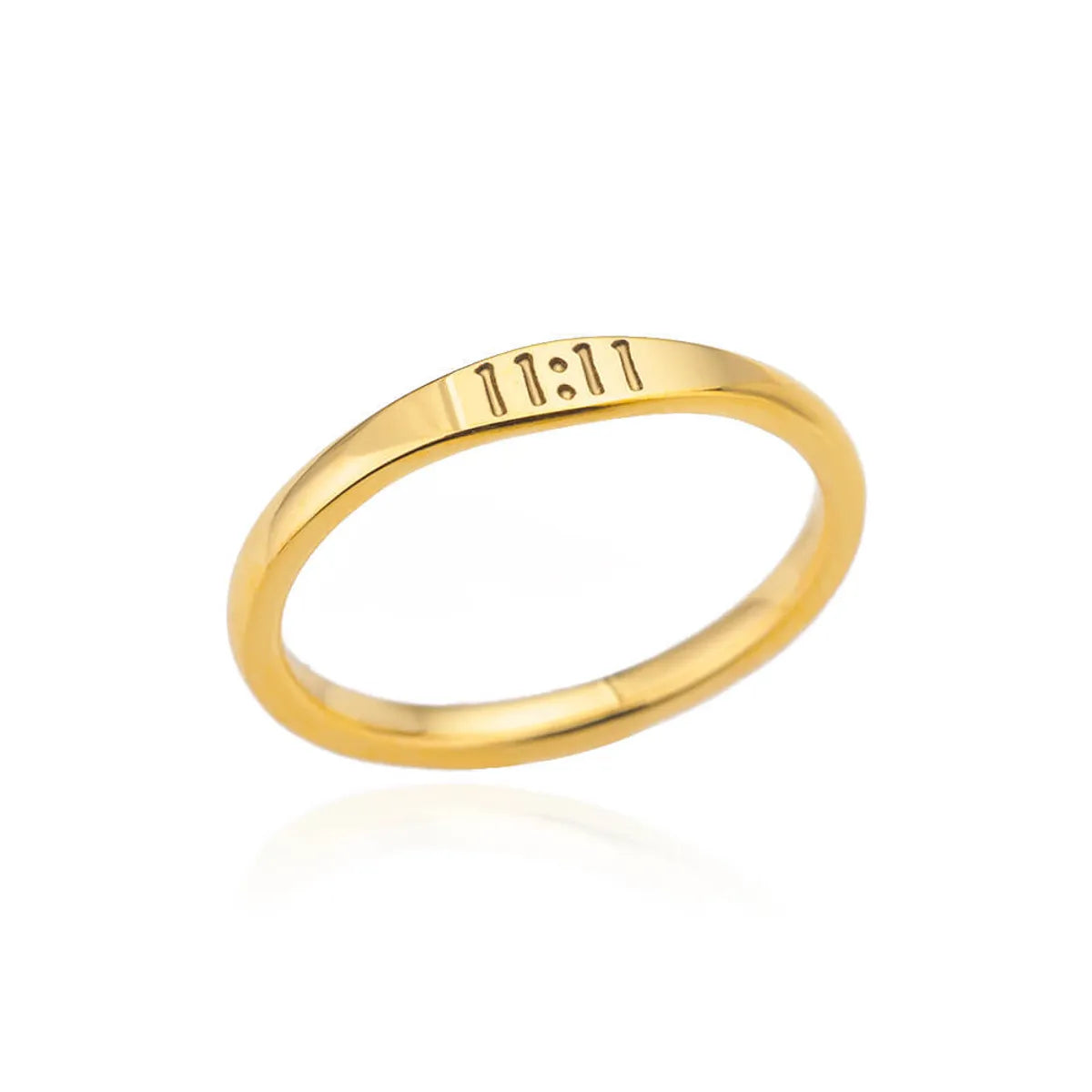 1 Piece Simple Style Number Stainless Steel Inlaid Gold Rings