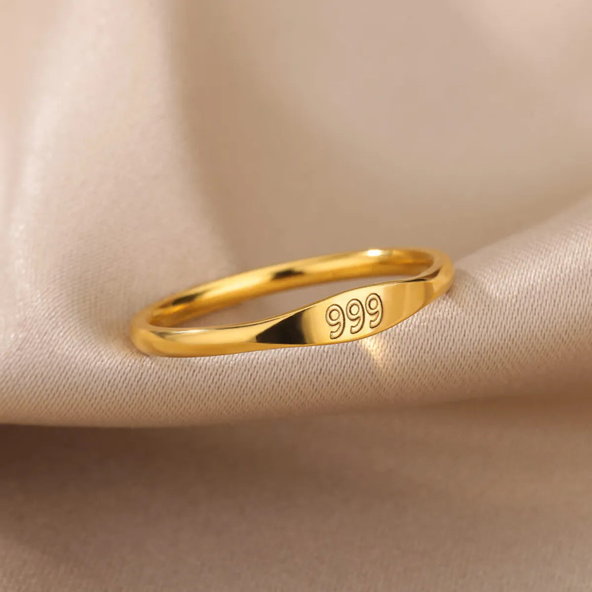 1 Piece Simple Style Number Stainless Steel Inlaid Gold Rings