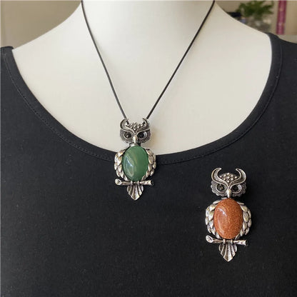 1 Piece Simple Style Owl Gem Plating Natural Stone Necklace