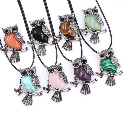 1 Piece Simple Style Owl Natural Stone Shell Plating Gem Necklace