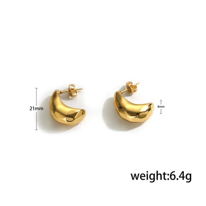 1 Piece Simple Style Pea Irregular 304 Stainless Steel 18K Gold Plated Ear Studs