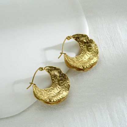 1 Piece Simple Style Printing Plating 304 Stainless Steel 18K Gold Plated Earrings