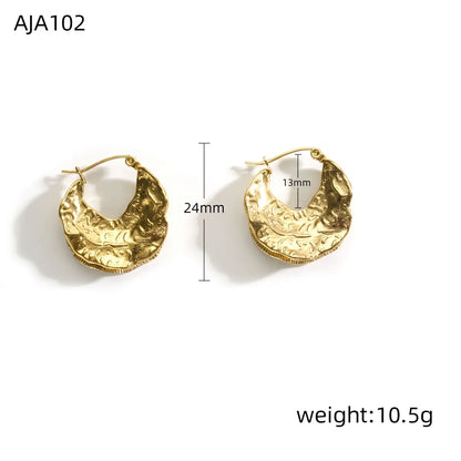 1 Piece Simple Style Printing Plating 304 Stainless Steel 18K Gold Plated Earrings