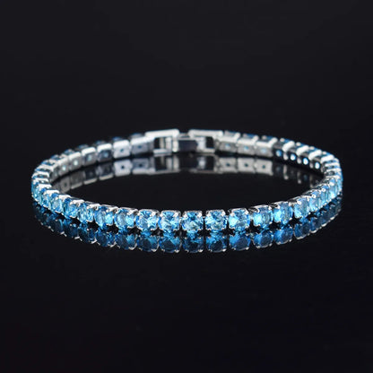 Simple Style Rectangle Alloy Rhinestone Unisex Tennis Bracelet