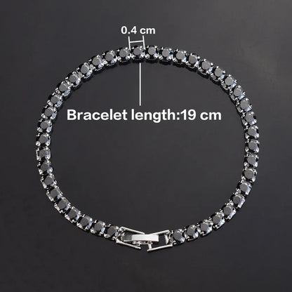 Simple Style Rectangle Alloy Rhinestone Unisex Tennis Bracelet