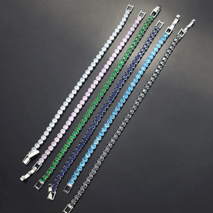 Simple Style Rectangle Alloy Rhinestone Unisex Tennis Bracelet