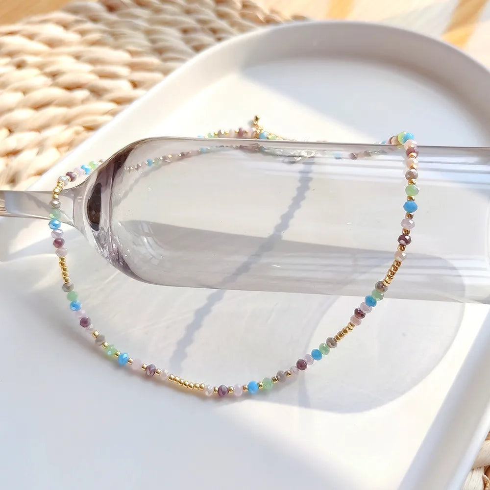 1 Piece Simple Style Round Artificial Crystal Copper Beaded Women'S Necklace