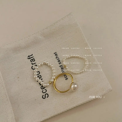 1 Piece Simple Style Round Artificial Pearl Copper Patchwork Rings