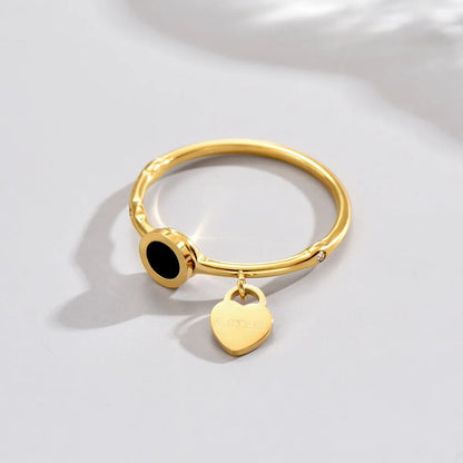 1 Piece Simple Style Round Heart Shape Stainless Steel Inlay Acrylic Rhinestones Rings