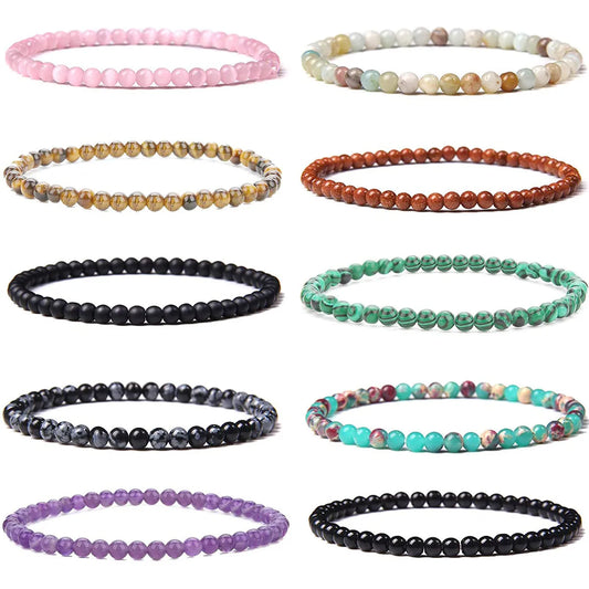 1 Piece Simple Style Round Natural Stone Beaded Bracelets