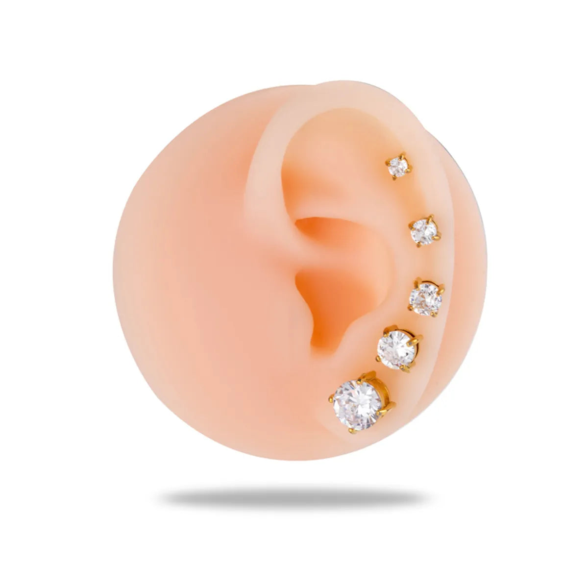 1 Piece Simple Style Round Plating Inlay Stainless Steel Zircon 18k Gold Plated Ear Studs