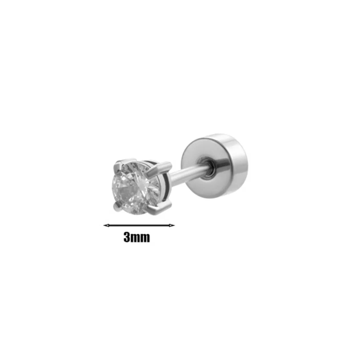 1 Piece Simple Style Round Plating Inlay Stainless Steel Zircon 18k Gold Plated Ear Studs