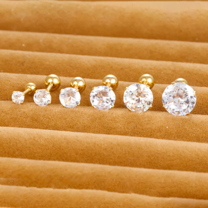 1 Piece Simple Style Round Plating Inlay Stainless Steel Zircon Cartilage Earrings