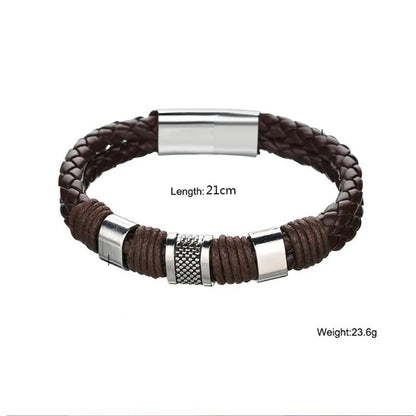 1 Piece Simple Style Round Pu Leather Alloy Men's Bangle