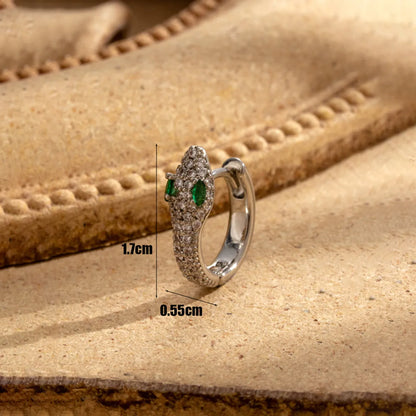 1 Piece Simple Style Round Snake Elk Inlay Copper Zircon Ear Studs