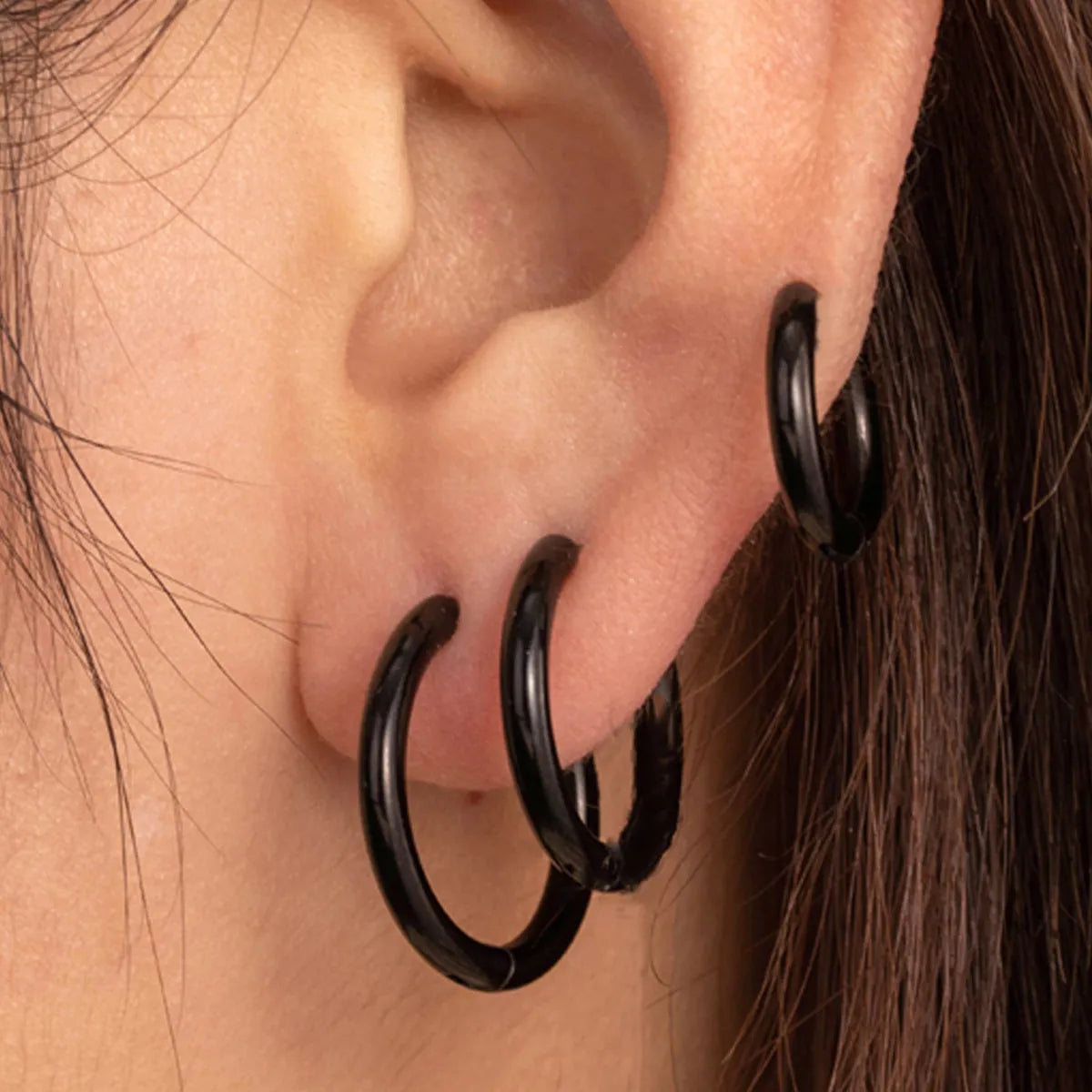 1 Piece Simple Style Round Stainless Steel Hoop Earrings