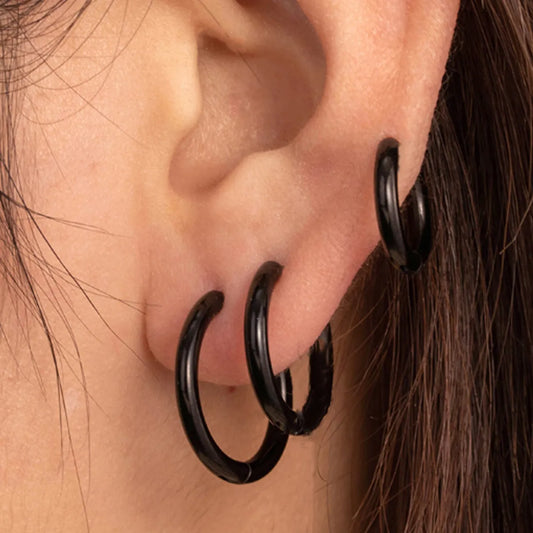 1 Piece Simple Style Round Stainless Steel Hoop Earrings