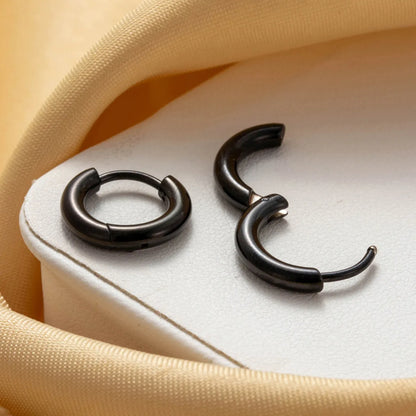 1 Piece Simple Style Round Stainless Steel Hoop Earrings