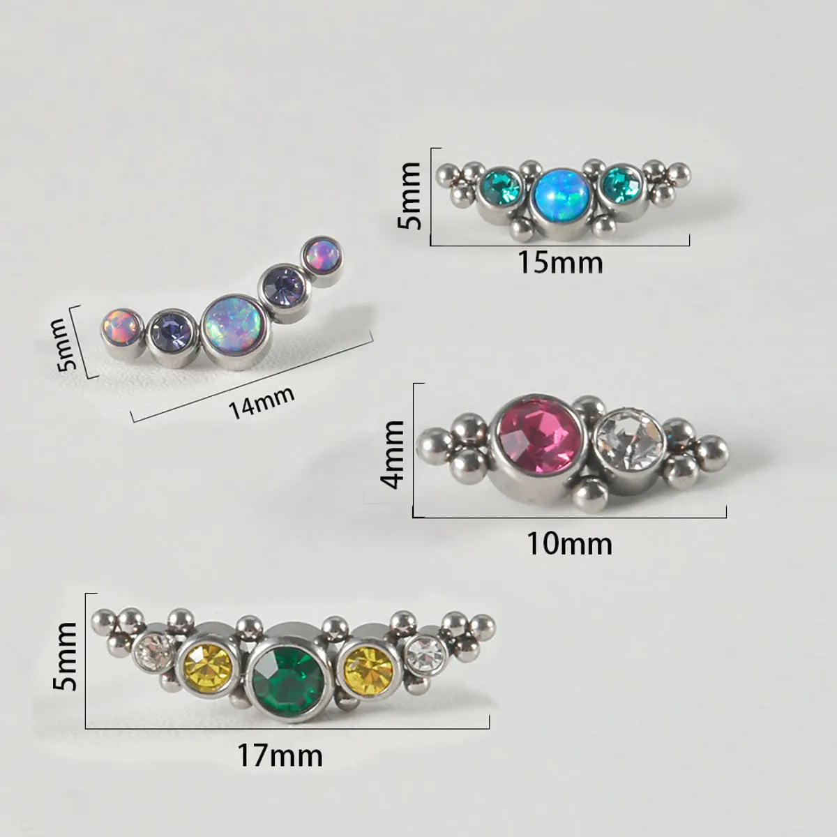 1 Piece Simple Style Round Stainless Steel Inlay Zircon Lip Stud Ear Studs