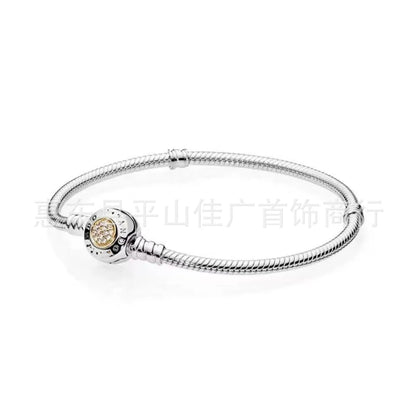 1 Piece Simple Style Round Sterling Silver Plating Inlay Chain Jewelry Accessories