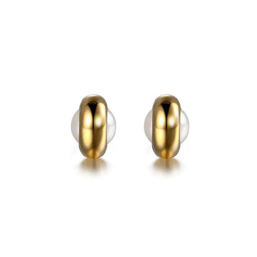 1 Piece Simple Style Round Inlay Titanium Steel Pearl Earrings