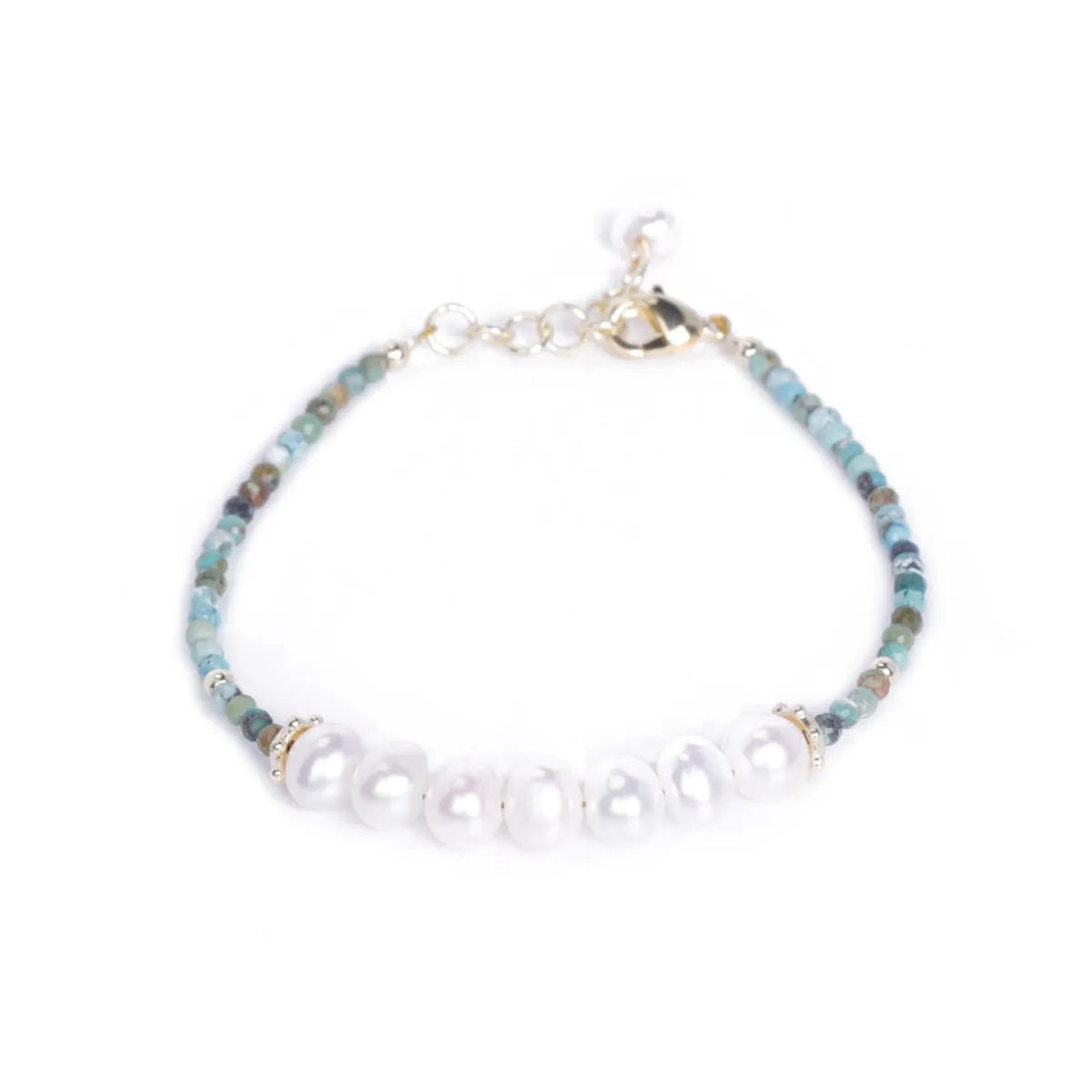 1 Piece Simple Style Round Turquoise Freshwater Pearl Beaded Women's Bracelets