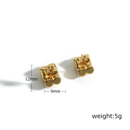 1 Piece Simple Style Semicircle Layered 304 Stainless Steel 18K Gold Plated Ear Studs