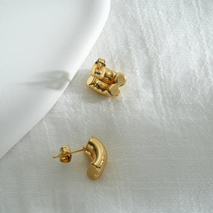 1 Piece Simple Style Semicircle Layered 304 Stainless Steel 18K Gold Plated Ear Studs