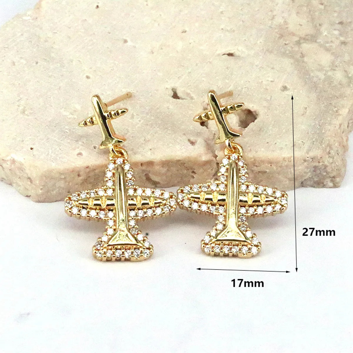 1 Piece Simple Style Shiny Airplane Plating Inlay Copper Zircon 18k Gold Plated Drop Earrings