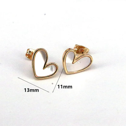 1 Piece Simple Style Shiny Heart Shape Plating Inlay Copper Pearl 18k Gold Plated Ear Studs