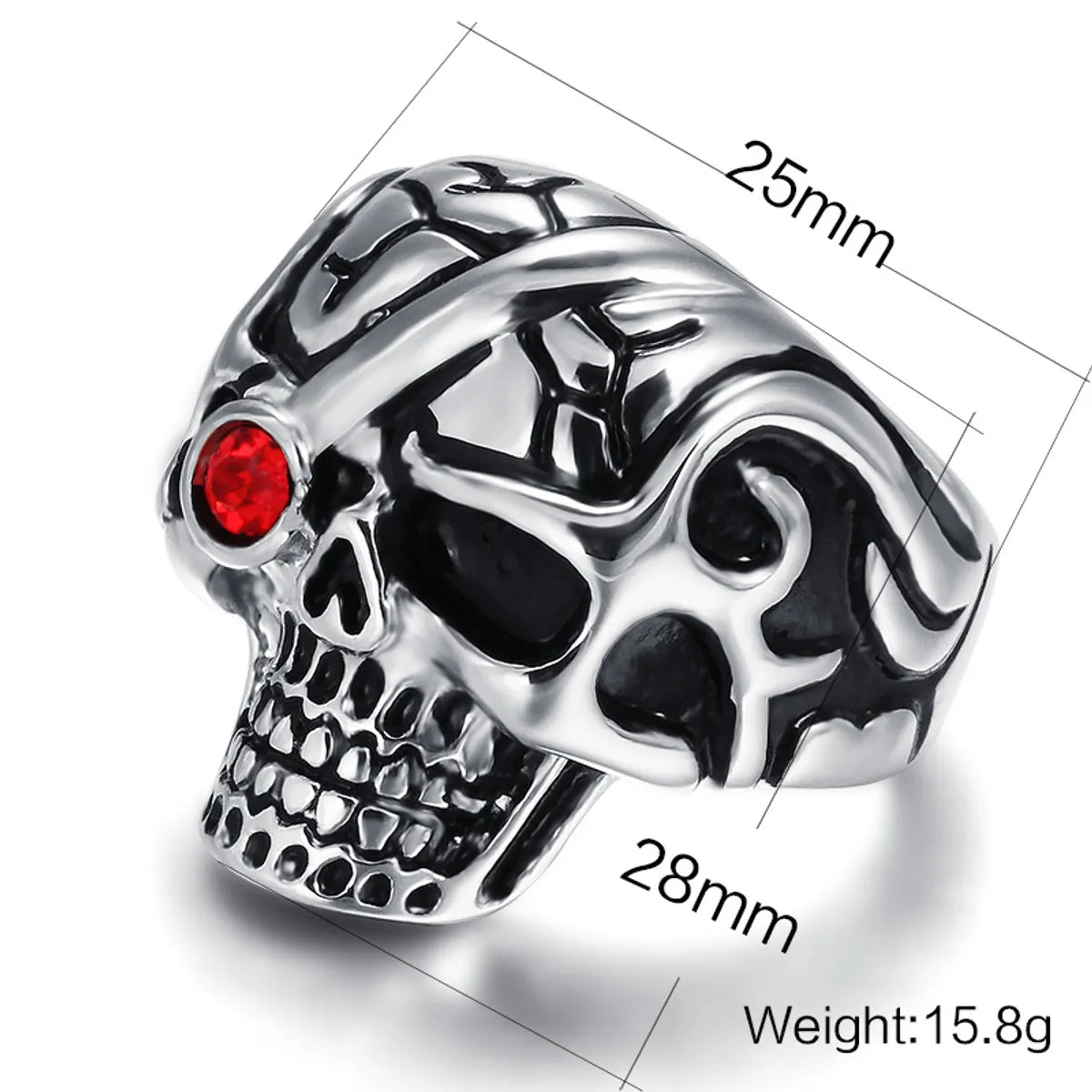 Simple Style Skull Eagle Titanium Steel Polishing Plating Inlay Zircon Men'S Rings