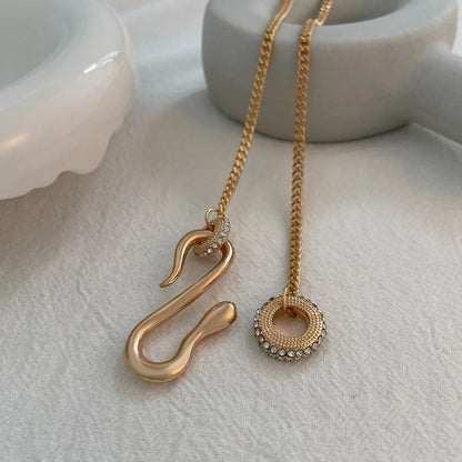 1 Piece Simple Style Snake Alloy Plating Rhinestones 14k Gold Plated Unisex Pendant Necklace