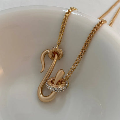 1 Piece Simple Style Snake Alloy Plating Rhinestones 14k Gold Plated Unisex Pendant Necklace