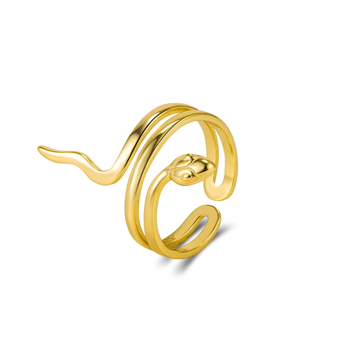 Simple Style Snake Sterling Silver Plating Open Ring