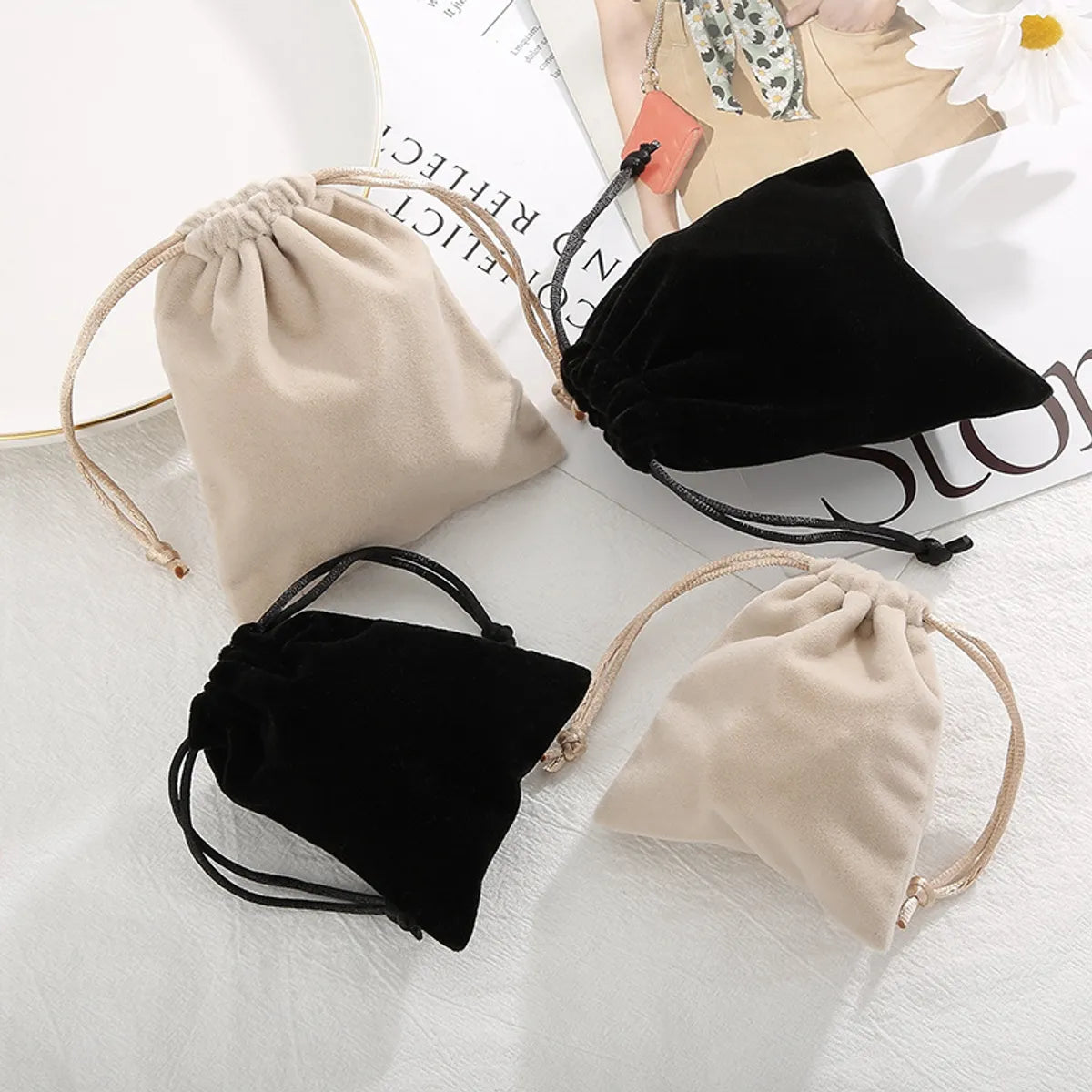 Simple Style Solid Color Cloth Jewelry Packaging Bags